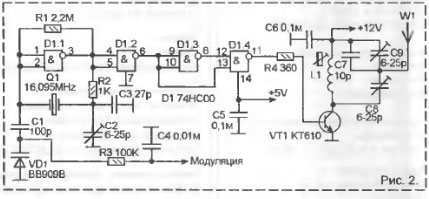 Передатчик на 144 МГц на микросхеме 74НС00